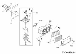 Ersatzteile MTD-Motoren Vertikal 1P65WHA Typ: 752Z1P65WHA  (2009) Luftfilter, Vergaser