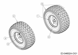 Ersatzteile Verts Loisirs Rasentraktoren VL 96 T Typ: 13A776KF617  (2020) Räder vorne 15x6