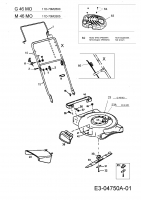 Ersatzteile MTD Benzin Rasenmäher ohne Antrieb G 46 MO Typ: 11D-70M2600  (2009) Grundgerät 