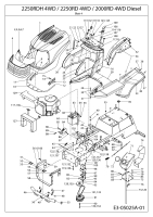 Cub Cadet Ersatzteile Kompakttraktoren CC 2250 RD 4 WD 54A1F4RS603  (2008) Armaturenbrett, Batterie, Motorhaube, Tank