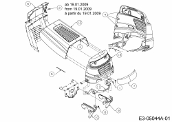 Ersatzteile Mastercut Rasentraktoren Mastercut 92 Typ: 13AH761E659  (2009) Motorhaube 1-Style ab 19.01.2009