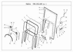 Ersatzteile Zubehör Kompakttraktoren Kabine für CC 2000/3000 RD Serie Typ: 596-236-600  (2009) Rahmen vorne, Scheiben, Spiegel