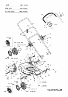 Ersatzteile Terradena Elektromäher EM 1600 Typ: 18D-U1D-651  (2010) Höhenverstellung, Holm, Räder