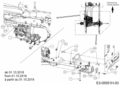 Ersatzteile Black Edition Rasentraktoren 220-105 TWIN H Typ: 13BU71GN615  (2019) Bremsstange, Bypassstange, Hinterachshalter rechts ab 01.10.2018