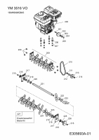 Ersatzteile Yard-Man Motorvertikutierer YM 3516 VO Typ: 16AH8AMQ643  (2010) Keilriemen, Messerwalze, Motor