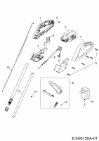 Ersatzteile WOLF-Garten Akku Rasentrimmer Li-Ion Power GT 815 Typ: 7134880 Serie G  (2011) Handgriff, Schalter, Stiel 