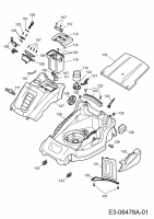 Ersatzteile WOLF-Garten Akku Rasenmäher ohne Antrieb Li-Ion Power 37 Typ: 4937000 Serie B  (2011) Mähwerksgehäuse 