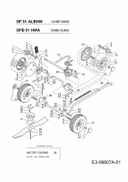 Ersatzteile MTD Benzin Rasenmäher mit Antrieb SPB 51 HWA Typ: 12ABE19J600  (2011) Messer, Räder, Schnitthöhenverstellung, Getriebe 