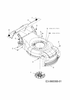 Ersatzteile MTD Elektro Rasenmäher ohne Antrieb 46 E Typ: 18B-J1H-600  (2012) Mähwerksgehäuse, Stange für Heckklappe, Messernabe 