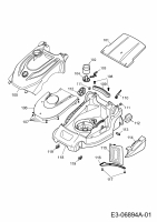 Ersatzteile WOLF-Garten Elektro Rasenmäher ohne Antrieb Blue Power 37 E Typ: 18AWG1Y1C50  (2011) Mähwerksgehäuse 