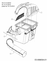 Ersatzteile Zubehör Zero Turn Grasfangeinrichtung für Z-Force 48 S mit Mähwerk B (48/122cm) Typ: 19A70011100  (2010) Grasfangsackdeckel, Obere Röhre bis 12.12.2012