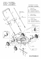 Ersatzteile MTD Benzin Rasenmäher ohne Antrieb P 51 PO Typ: 11A-07JR615  (2012) Grundgerät 
