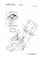 Ersatzteile WOLF-Garten Benzin Rasenmäher ohne Antrieb Campus 48 B Typ: 6042000  (2011) Mähwerksgehäuse, Motor, Holm 