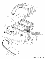 Ersatzteile Zubehör Garten- und Rasentraktoren Grasfangeinrichtung für 900 Serie (NX-09) mit Mähwerk F (38/96cm) Typ: OEM-190-180A  (2018) Grasfangsackdeckel, Obere Röhre