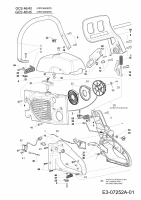 Ersatzteile MTD Benzin Kettensäge GCS 46/45 C Typ: 41BY4340678  (2011) Handgriff, Motorabdeckungen 