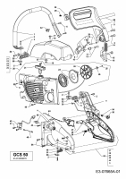 Ersatzteile MTD Benzin Kettensäge GCS 50/45 Typ: 41AY4350678  (2012) Handgriff, Motorabdeckungen 