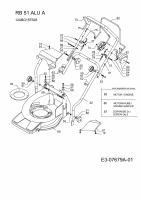 Ersatzteile Raiffeisen-Markt Motormäher mit Antrieb RB 51 ALUA Typ: 12ABG18T628  (2012) Gehäuse, Holm, Schalthebel