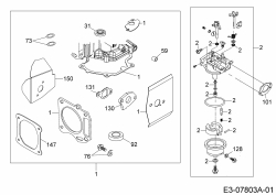 Ersatzteile MTD-Motoren Vertikal 1P65WHC Typ: 752Z1P65WHC  (2012) Motordichtsatz, Reparatursatz Vergaser