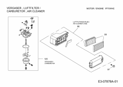 Ersatzteile MTD-Motoren Vertikal 1P70WHC Typ: 752Z1P70WHC  (2012) Vergaser, Luftfilter