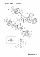 Ersatzteile WOLF-Garten Benzin Rasenmäher ohne Antrieb Ambition 475 Typ: 11ABC45H650  (2013) Messer, Räder, Schnitthöhenverstellung 