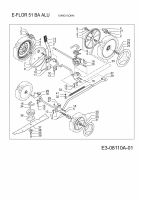 Ersatzteile E-Flor Motormäher mit Antrieb 51 BAALU Typ: 12ABG1CQ645  (2013) Messer, Räder, Schnitthöhenverstellung, Getriebe