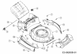 Ersatzteile Massey Ferguson Motormäher mit Antrieb MF 53 SPK Typ: 12A-Q57D695  (2014) Leitstück hinten, Mähwerksgehäuse, Stange Heckklappe, Verkleidungen