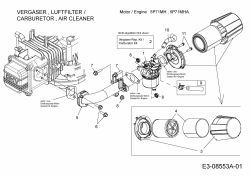 Ersatzteile MTD-Motoren Vertikal 5P71MHA Typ: 752M5P71MHA  (2014) Vergaser, Luftfilter