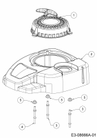 Ersatzteile MTD-Motoren Vertikal 5T65RH Typ: 752Z5T65RH  (2014) Gebläsegehäuse, Reversierstarter