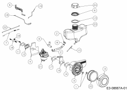 Ersatzteile MTD-Motoren Vertikal 5T65RH Typ: 752Z5T65RH  (2014) Luftfilter, Tank, Vergaser