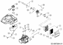 Ersatzteile MTD-Motoren Vertikal 7X70JW Typ: 752Z7X70JW  (2017) Luftfilter, Tank, Vergaser