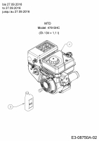 Ersatzteile MTD Schneefräse Optima ME 66 Typ: 31AY54T3678  (2017) Motor MTD bis 27.09.2016 