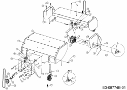 Ersatzteile MTD Kehrmaschine Optima PS 700 Typ: 24B-812C678  (2015) Bürstenantrieb, Kehrwalzengehäuse 