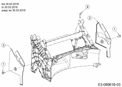 Ersatzteile MTD Benzin Rasenmäher mit Antrieb 53 SPOES Typ: 12AEPYS7600  (2016) Holmbraketten bis 30.03.2016 