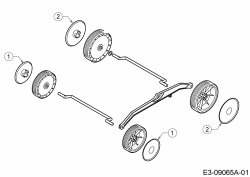 Ersatzteile WOLF-Garten Elektro Rasenmäher ohne Antrieb Expert 34 E Typ: 18BWF1S-650  (2017) Radkappen 