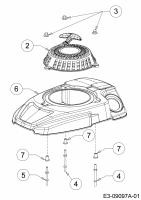 Ersatzteile MTD-Motoren Vertikal 1X65CU Typ: 752Z1X65CU  (2015) Gebläsegehäuse, Reversierstarter