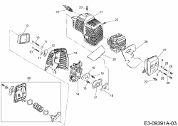 Ersatzteile MTD Motorsense 1033 J Typ: 41AD7UXJ648  (2016) Auspuff, Luftfilter, Vergaser 