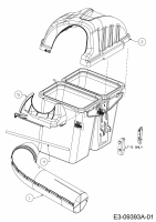 Ersatzteile Zubehör Garten- und Rasentraktoren Grasfangeinrichtung für 900 Serie (NX-09) mit Mähwerk T (46/117cm) Typ: 19A30003OEM  (2015) Grasfangsackdeckel, Obere Röhre