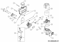 Ersatzteile MTD-Motoren Vertikal 1P57RH Typ: 752Z1P57RH  (2018) Luftfilter, Reglerstange, Tank, Vergaser