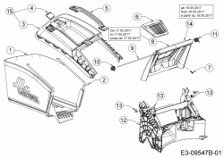 Ersatzteile Mr.Gardener Motormäher HW 46 B Typ: 11A-TN5C629  (2017) Grasfangsack, Heckklappe, Leitstück hinten