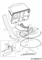 Ersatzteile WOLF-Garten Rasentraktor Scooter Hydro Typ: 13A221SD650  (2017) Auswurfschacht, Deflektor, Luftleitblech, Messer 