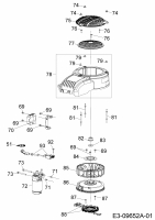 Ersatzteile MTD-Motoren Vertikal 8X90ZU Typ: 752Z8X90ZU  (2016) Elektrostarter, Gebläsegehäuse, Lüfterrad, Zündung