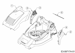 Ersatzteile WOLF-Garten Elektro Rasenmäher mit Antrieb A 400 EA Typ: 18CRMLM1650  (2019) Abdeckung seitlich, Motorhaube 