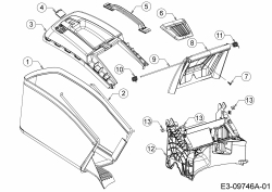 Ersatzteile Massey Ferguson Motormäher mit Antrieb MF 46 SPBHW Typ: 12B-TV5E695  (2016) Grasfangsack, Heckklappe, Leitstück hinten