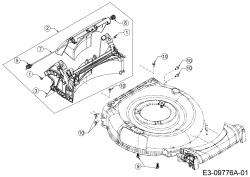 Ersatzteile MTD Benzin Rasenmäher ohne Antrieb Yard Machines 21 Typ: 11A-A1BL360  (2017) Mähwerksgehäuse, Leitstück hinten 