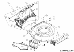 Ersatzteile MTD Benzin Rasenmäher ohne Antrieb Yard Machines 21 Typ: 11A-B2A3360  (2017) Deflektor, Leitstück hinten, Mähwerksgehäuse, Mulchklappe 