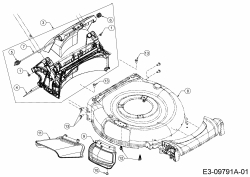 Ersatzteile MTD Benzin Rasenmäher ohne Antrieb Yard Machines 21 Typ: 11A-B9A9325  (2016) Deflektor, Mähwerksgehäuse, Mulchklappe, Leitstück hinten, Waschdüse 