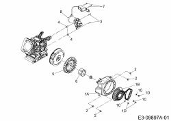 Ersatzteile MTD-Motoren Horizontal 670-WH Typ: 752Z670-WH  (2017) Elektrostarter, Lüfterrad, Reversierstarter