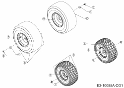 Ersatzteile WOLF-Garten Rasentraktor 95.180 H Typ: 13BTA1VB650  (2019) Räder 15x6 + 18x8,5 
