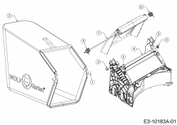Ersatzteile WOLF-Garten Benzin Rasenmäher ohne Antrieb A 4200 T Typ: 11A-LSSC650  (2017) Grasfangsack, Heckklappe, Leitstück hinten 