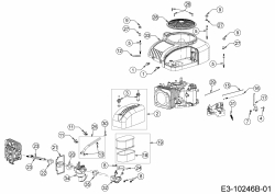 Ersatzteile MTD-Motoren Vertikal 4P90AUB Typ: 752Z4P90AUB  (2015) Luftfilter, Motorhaube, Reglergestänge
